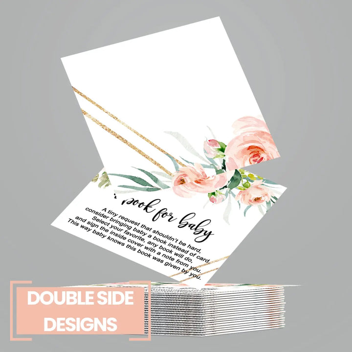 Graceful Floral Books for Baby Shower Request Cards