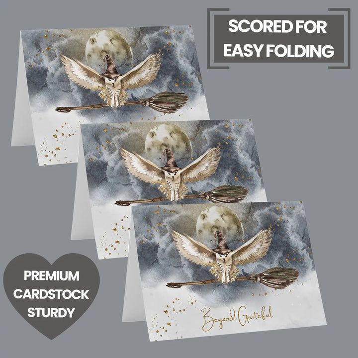 Magic owl thank you cards - enchanting 25-pack notecards set with envelopes for special events - office product