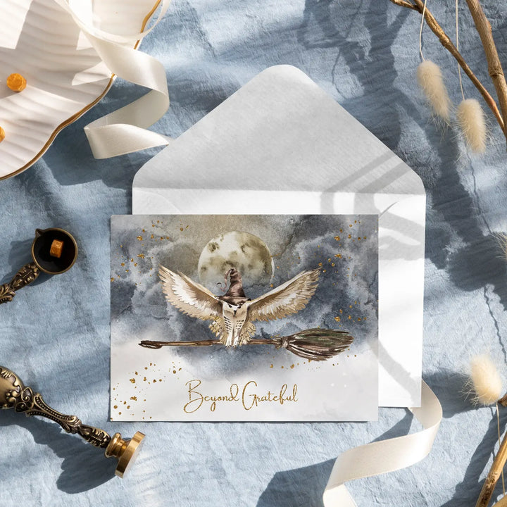 Magic owl thank you cards - enchanting 25-pack notecards set with envelopes for special events - office product