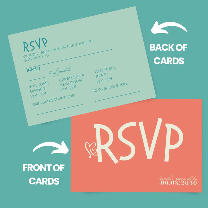 Watermelon RSVP Cards with Elegant Calligraphy - Premium Card Stock, 4x6 Inch