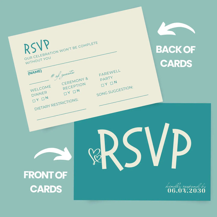 Custom RSVP Cards for Wedding Receptions, Any Occasion Response Cards - Modern Calligraphy, White Lettering