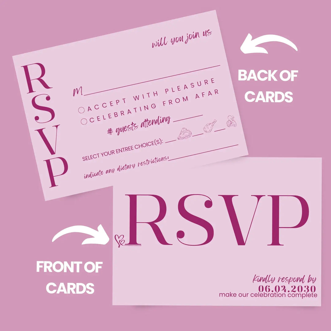 Custom Huntress Green RSVP Cards with Elegant White Calligraphy - Premium Card Stock, 4x6 Inch Size