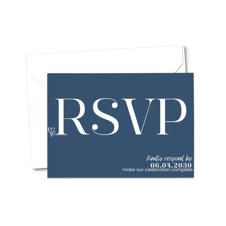 Custom RSVP Cards for Wedding Invitations - Navy Blue and Sea Glass - Response Insert Cards with Food Choice