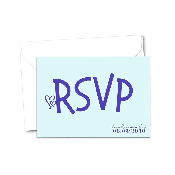 Custom Minty Aqua, Purple, and White RSVP Cards with Elegant Calligraphy - Premium Card Stock, 4x6 Inch Size