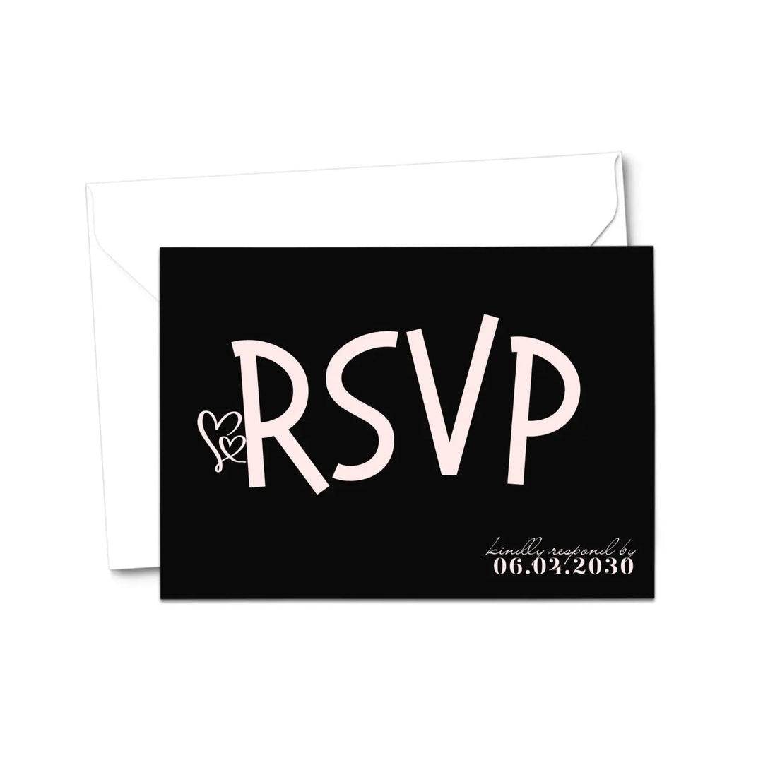 Custom Candy Pink RSVP Cards with Elegant Calligraphy - Premium Card Stock, 4x6 Inch Size