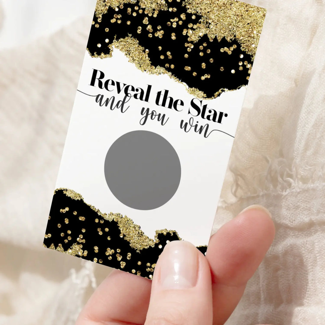 Black and Gold Elegant Scratch Off Games for Bridal Shower, All Occasions (30 Pack) - Raffle Ticket Ideas, Party Favors