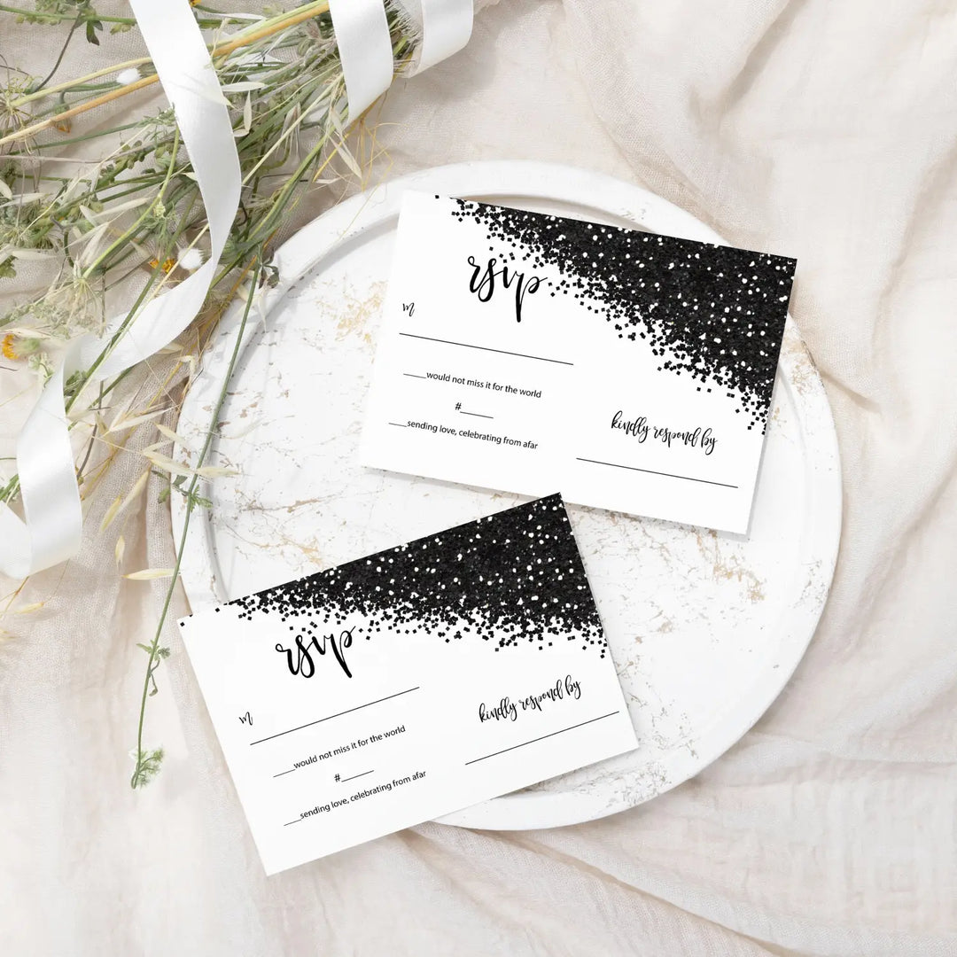 Black & White Skull Gothic Glam RSVP Cards - Bold Wedding Response Set, 3.5x5, Envelopes Included, 25 Pack