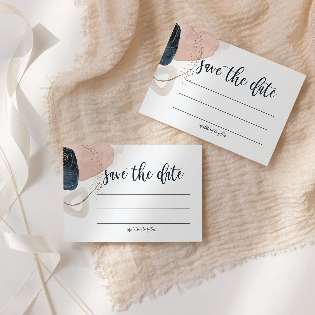 Navy & Pink Abstract Save the Date Cards (25 Pack) - Stylish Invitations for Special Events - 3.5x5