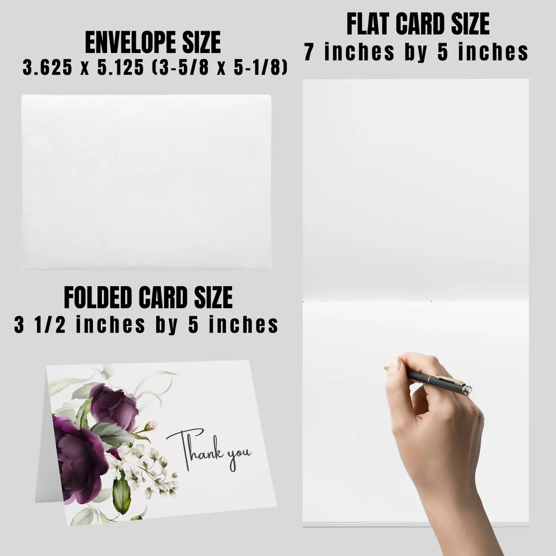 Purple passion thank you cards - 25 blank notecards set with envelopes for every occasion - office product