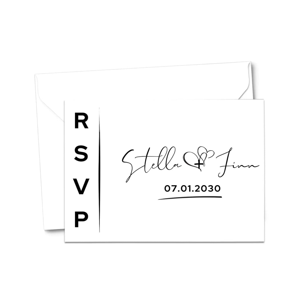 Custom White RSVP Cards with Elegant Black Calligraphy - Premium Card Stock, 4x6 Inch Size