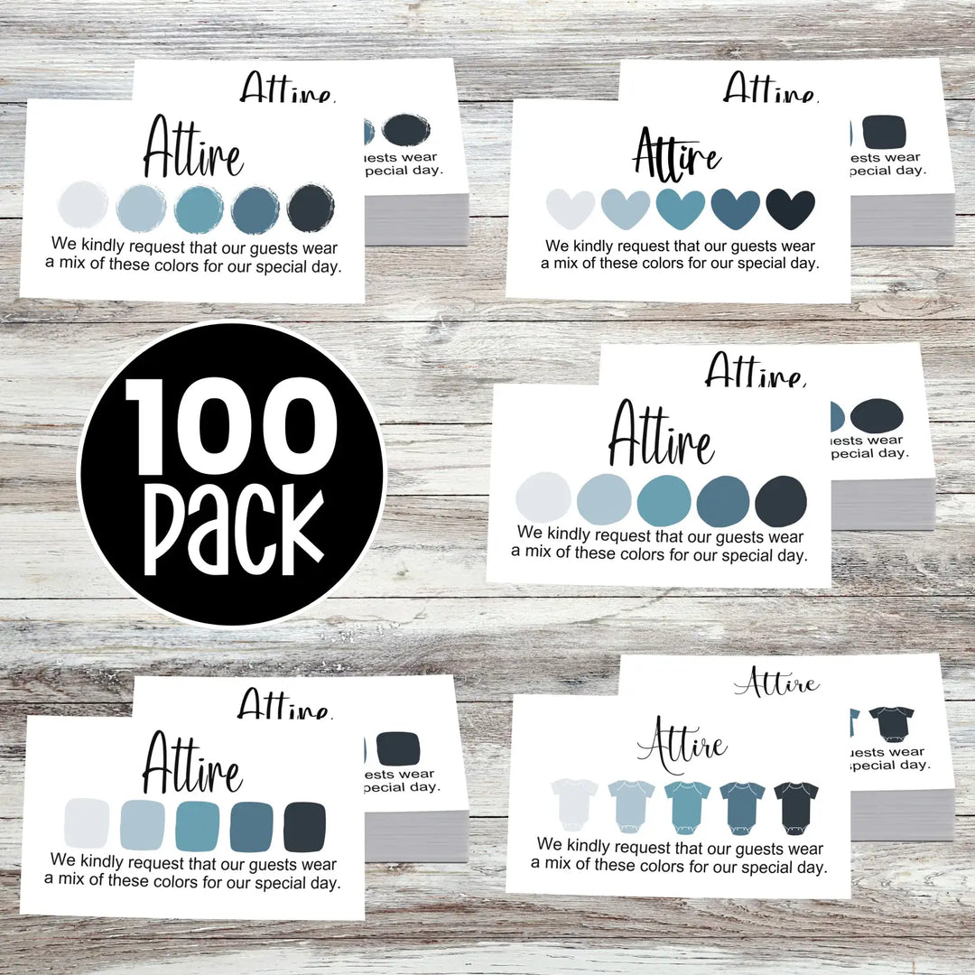 The seas wedding & party color cards: custom dress code guides (sets of 100) - invitations