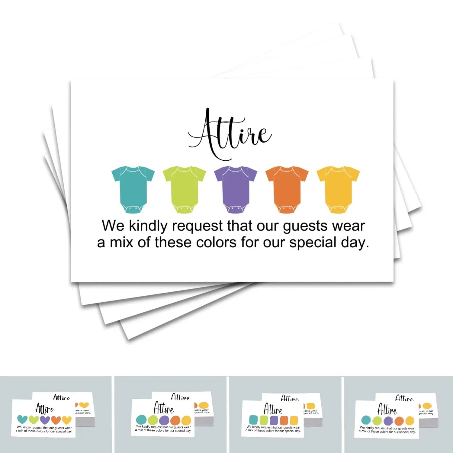 Groovy wedding color cards - custom dress code guides - sets of 100 - invitation - easy party planning - invitations