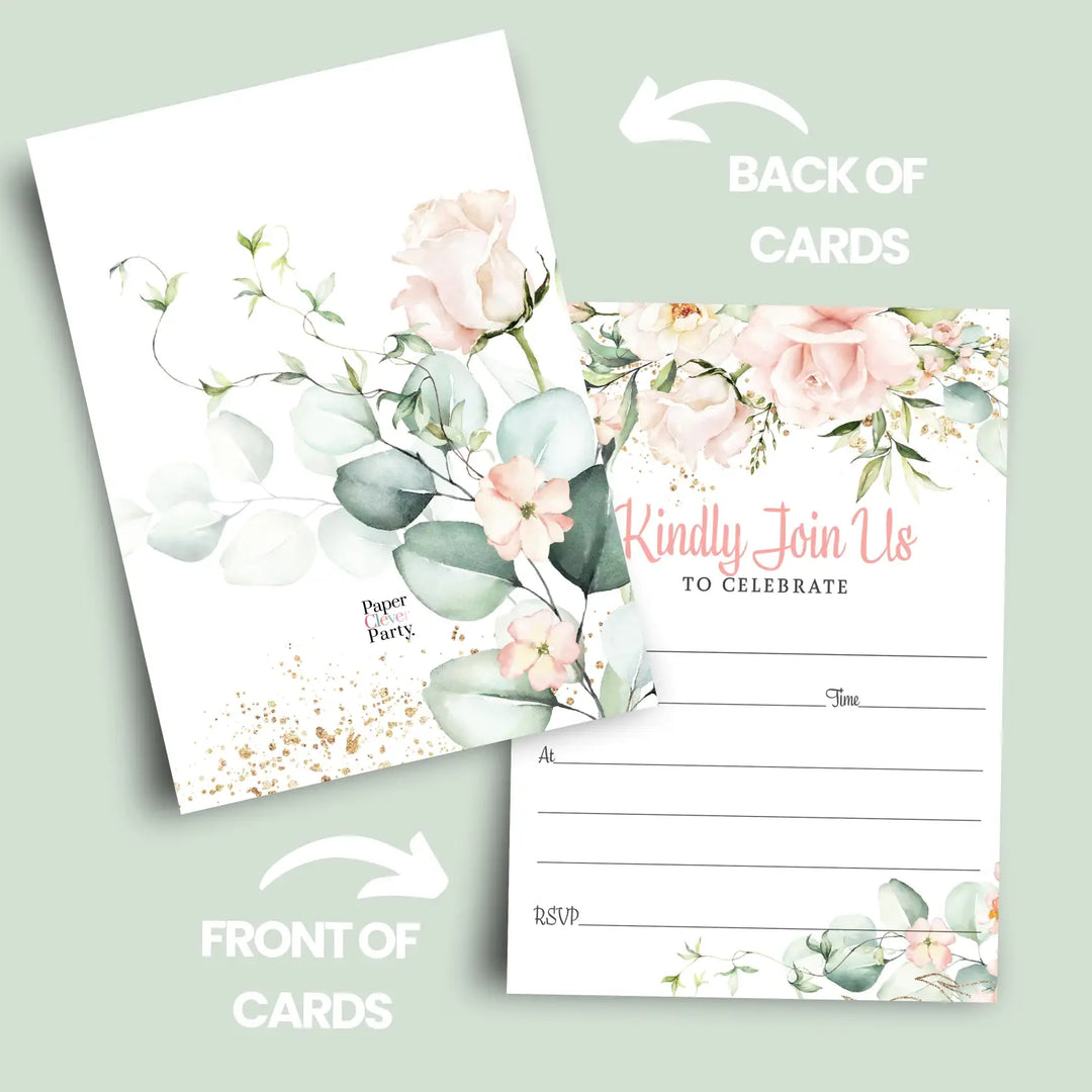 Blush Blooms Event Invites - 25ct, Rustic Floral, 5x7