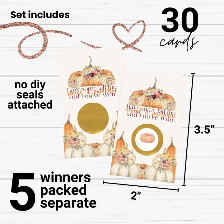 Rustic Pumpkin Scratch Off Cards, Thanksgiving Party Games for Adults, Fall Showers, Raffle Tickets, Friendsgiving Favors, 30 Pack