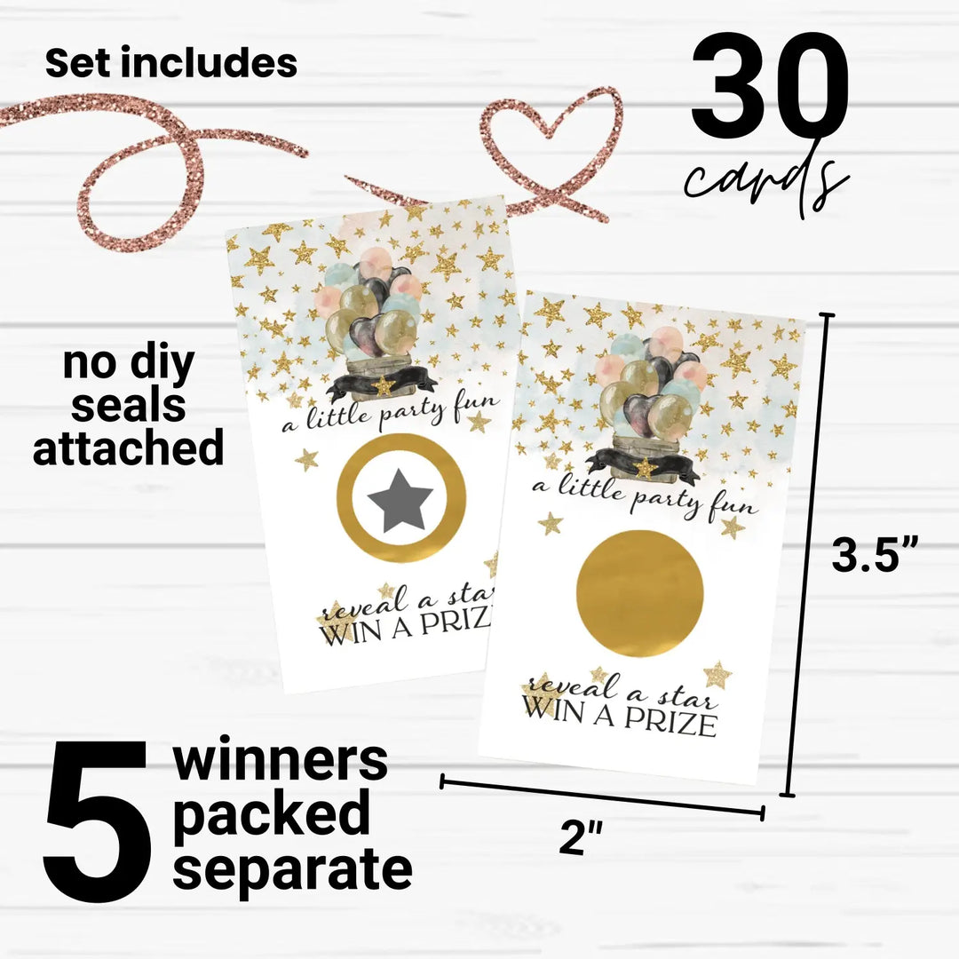 Bridal Shower Games - 30 Pack - Fun Scratch Off Raffle Cards Wedding Shower Game Engagement Party Love in the Air Themes Pink and Black