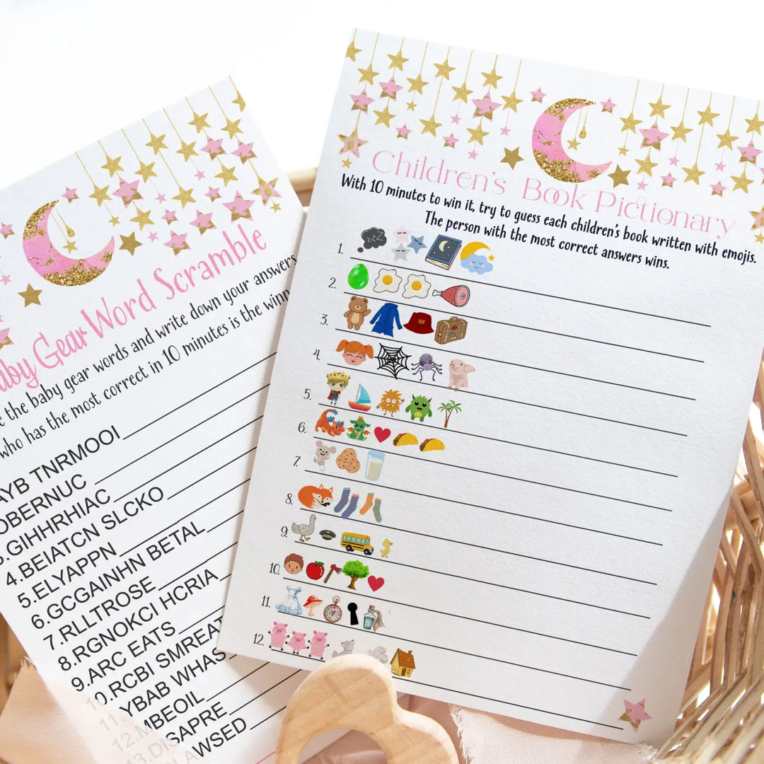 Twinkle Little Star Baby Shower Emoticon & Word Scramble Game Set, 5x7 Cards (25 ct)