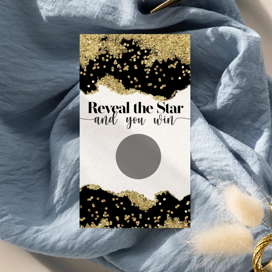 Black and Gold Elegant Scratch Off Games for Bridal Shower, All Occasions (30 Pack) - Raffle Ticket Ideas, Party Favors