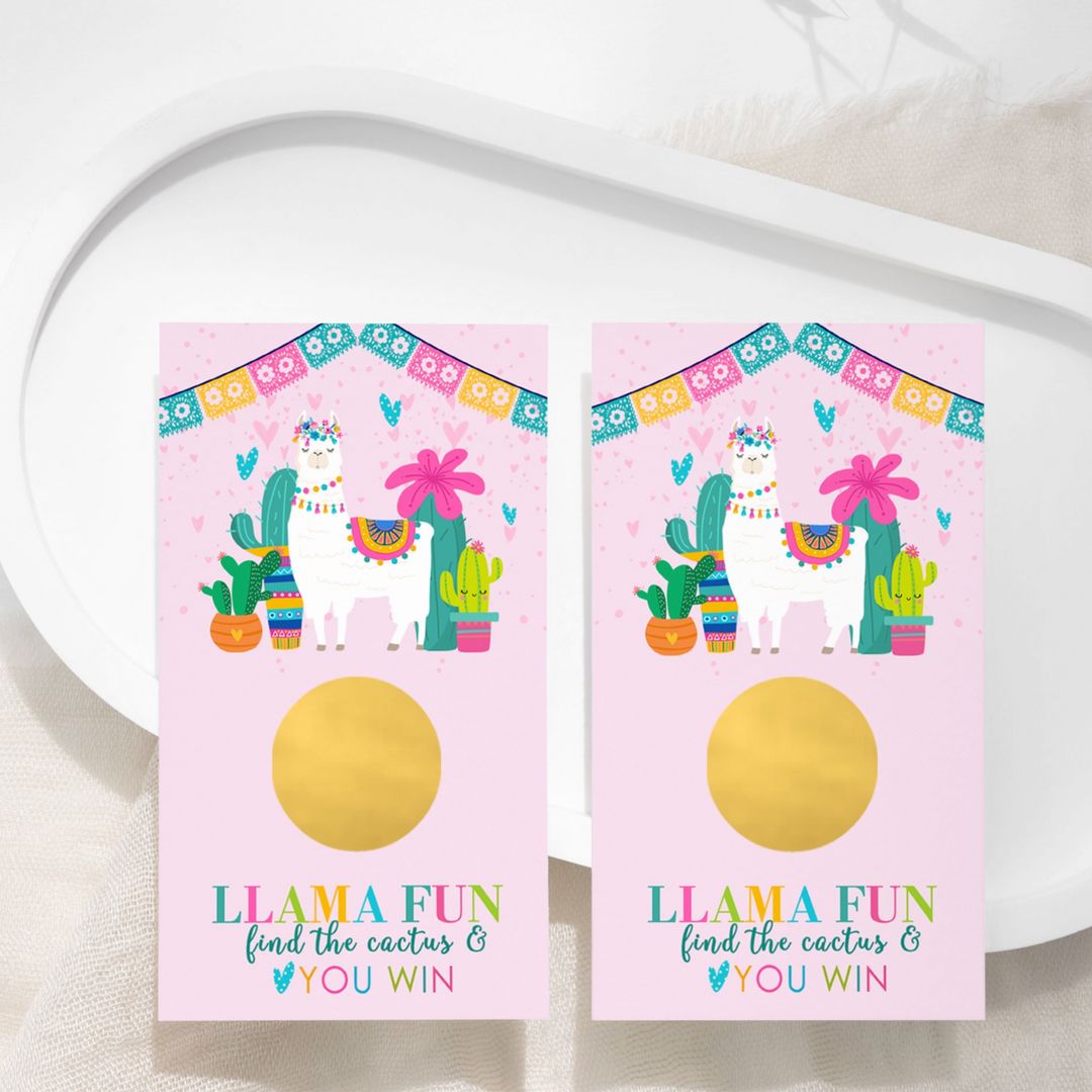 Pink Llama Fiesta Scratch Off Game (30 Pack) - Girls Baby Shower, Cute Animal Birthday, Prize Drawings - Paper Clever Party