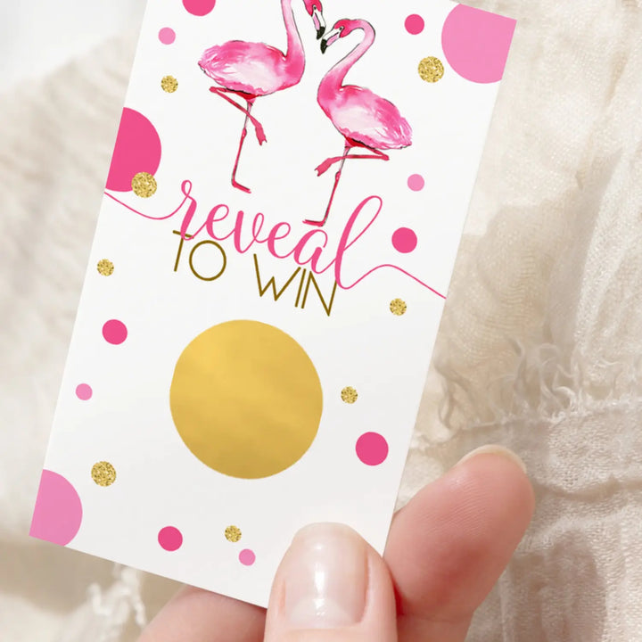 Scratch Off Raffle Cards - 30 Pack - Fun Bridal Shower Games Ideas for Wedding Activities, Lottery Tickets or Door Prizes, Flamingo Themes Pink and Gold