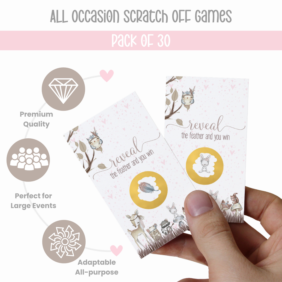 Girls Woodland Scratch Off Game Cards (30 Pack) - Paper Clever Party