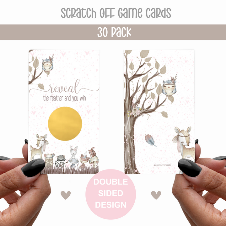 Girls Woodland Scratch Off Game Cards (30 Pack) - Paper Clever Party