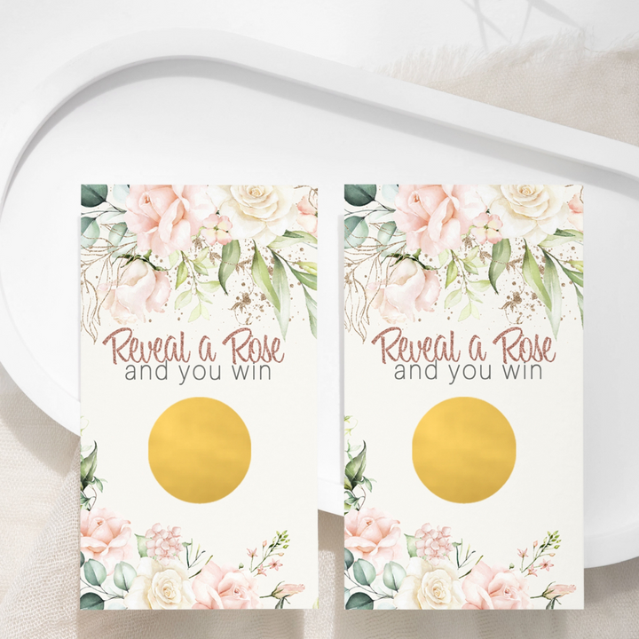 Blush Blooms Scratch Off Game Cards (30 Pack) - Floral Elegance for All Events - Paper Clever Party