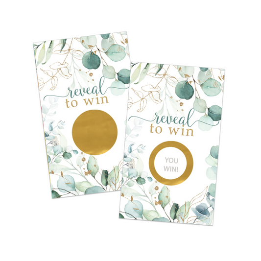 Gold & Greenery Scratch Off Game (30 Pack) - Rustic Floral, Ideal for Bridal & Baby Shower, Succulent Wedding Favors