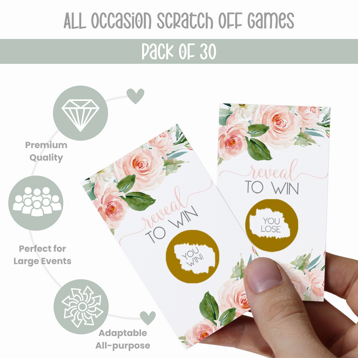 Graceful Floral Scratch Off Game (30 Pack) Blush & Gold Wedding Favors - Paper Clever Party