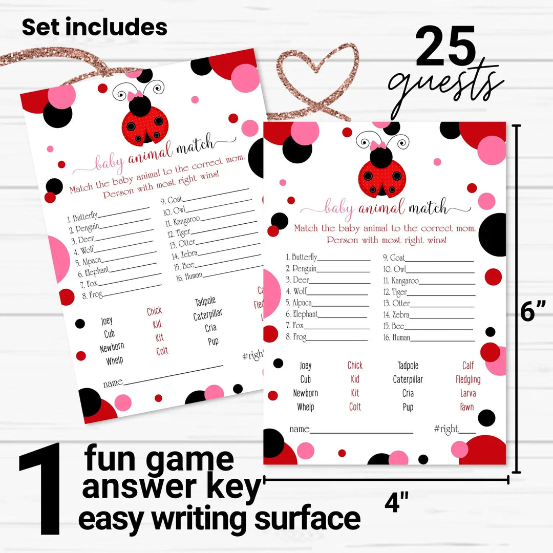 Ladybug Baby Animal Matching Game (25 Pack)