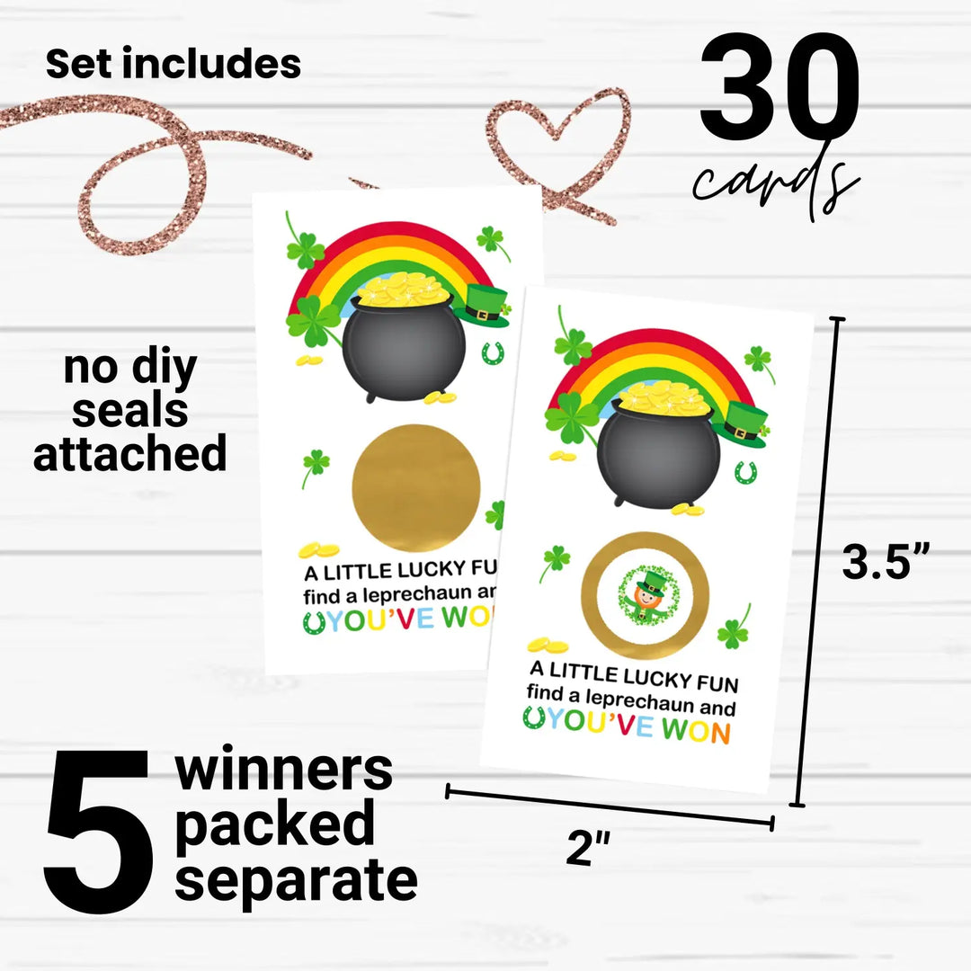 St. Patrick's Day Scratch Off Raffle Cards - 30 Pack - Lucky Love Bridal Shower Games Leprechaun Raffle Tickets Engagement Party Shamrock