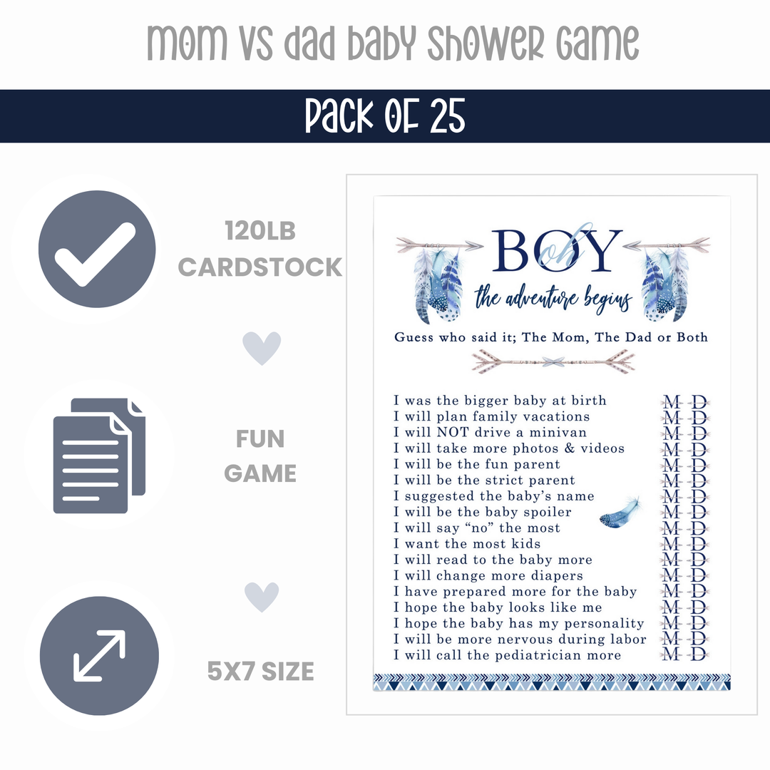 Adventure Begins Baby Shower Game 25 Guest Pack - Paper Clever Party