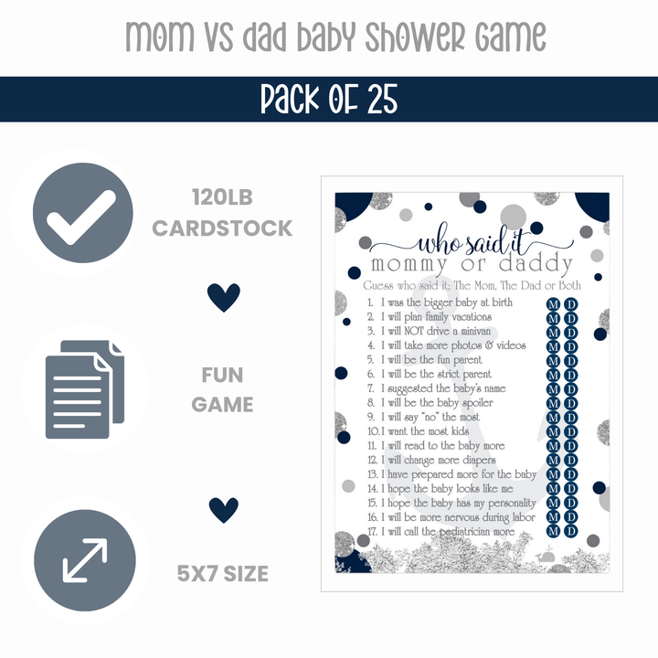 Nautical Mommy or Daddy Baby Shower Game - Paper Clever Party