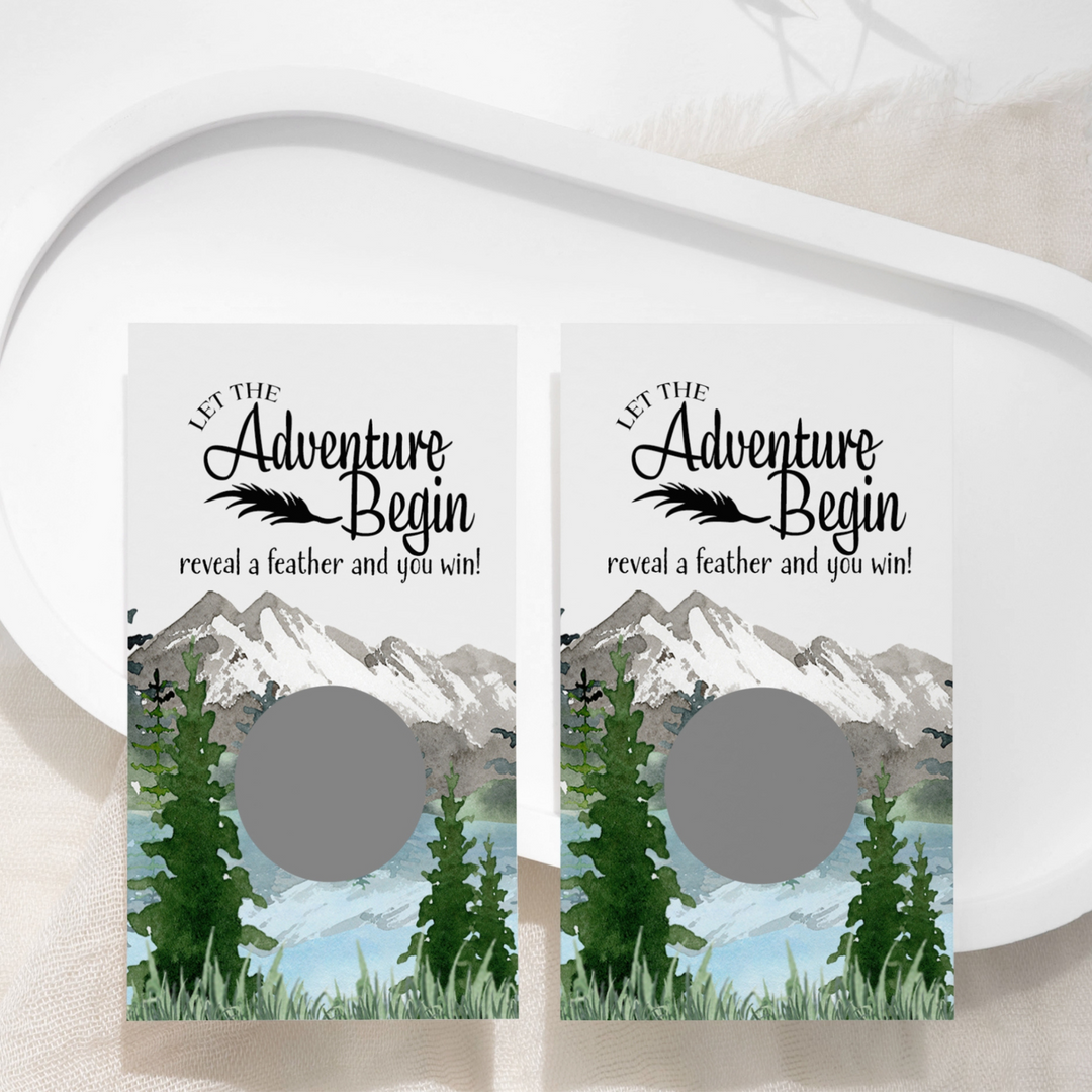 Adventure Awaits Mountain Scratch Off Cards (30 Pack) - Boys Baby Shower Games, Fun Reveal to Win Activities, Prize Drawings - Paper Clever Party