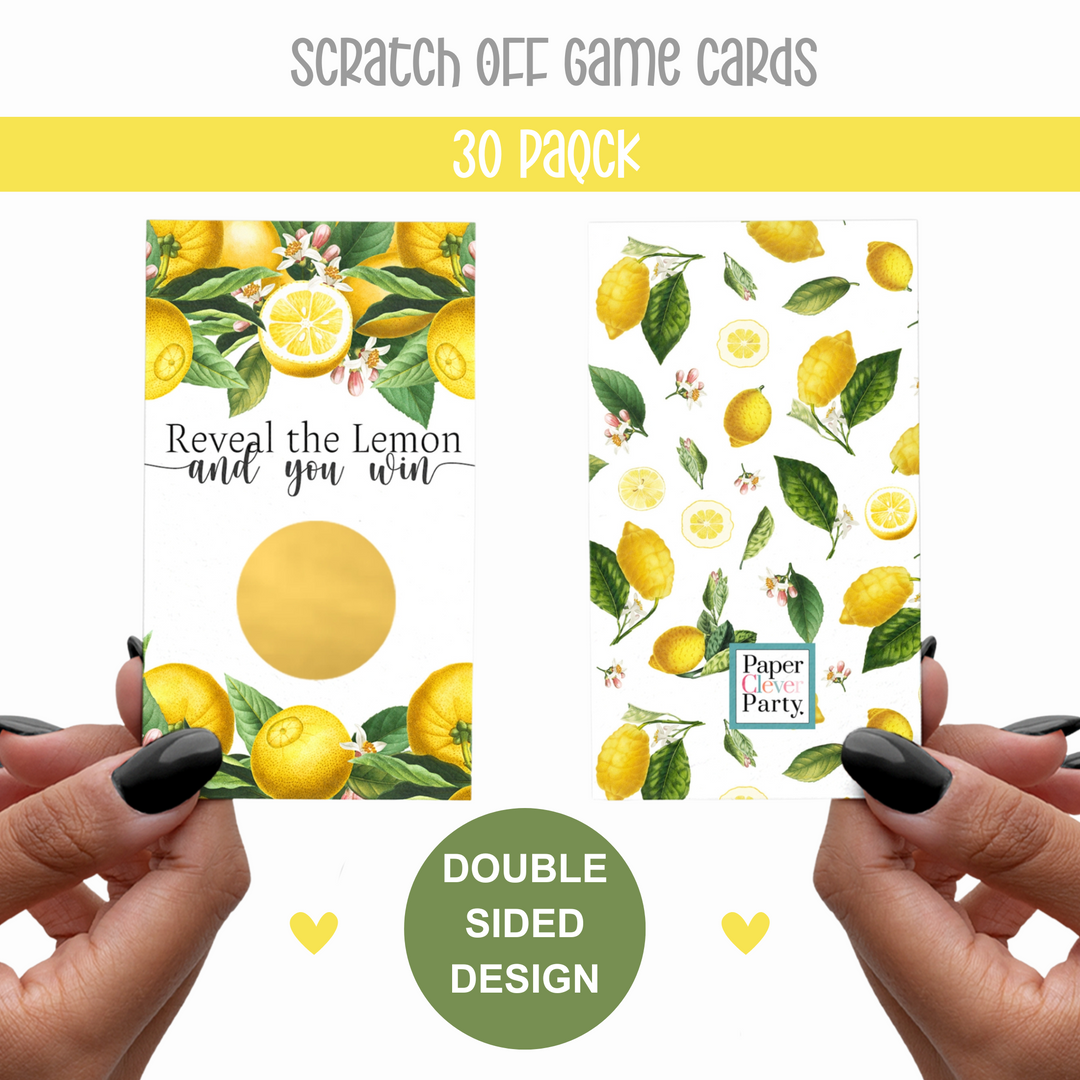 Main Squeeze Lemon Scratch Off Game (30 Pack) - Perfect for Showers, Wedding, Graduation, Lottery Ticket Scratchers - Paper Clever Party