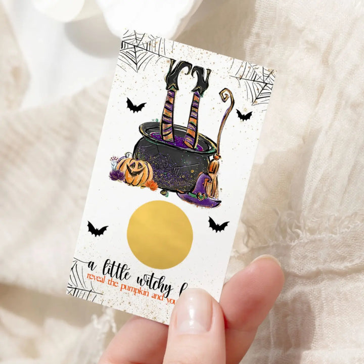 Witchy Fun Scratch Off Cards Halloween Party Games for Baby Shower, Wedding, Adults, Pumpkin Raffle Tickets, Witch Wedding Favors, 30 Pack