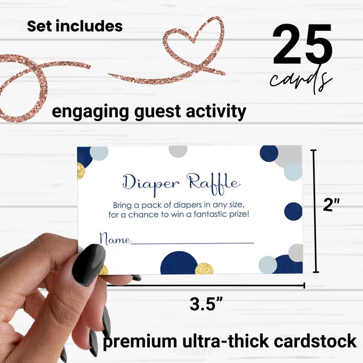Paper clever party navy and gold diaper raffle tickets for baby shower games invitation insert cards 2x3.5 25 pack