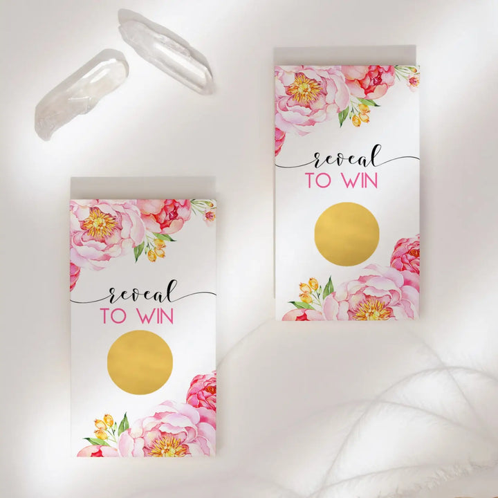 Garden party cottage floral scratch-off games (28 pack) - pink & gold wedding girls baby shower raffle tickets