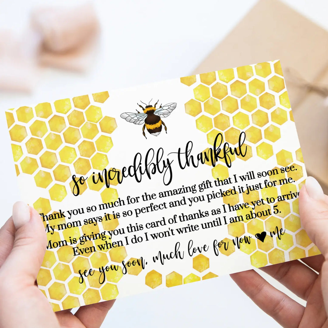 Mama Bee Baby Shower Thank You Cards – Bumblebee Notecards with Envelopes (Pack of 25)