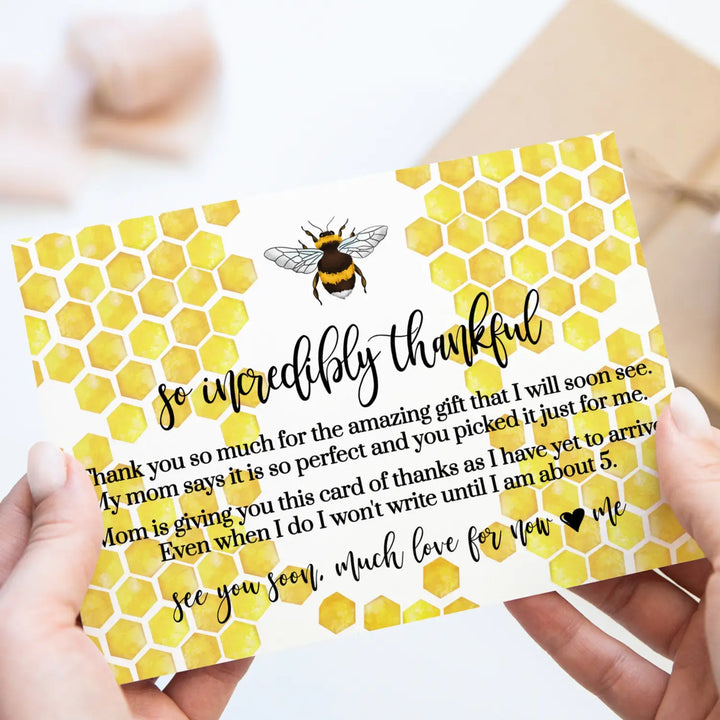 Mama Bee Baby Shower Thank You Cards – Bumblebee Notecards with Envelopes (Pack of 25)