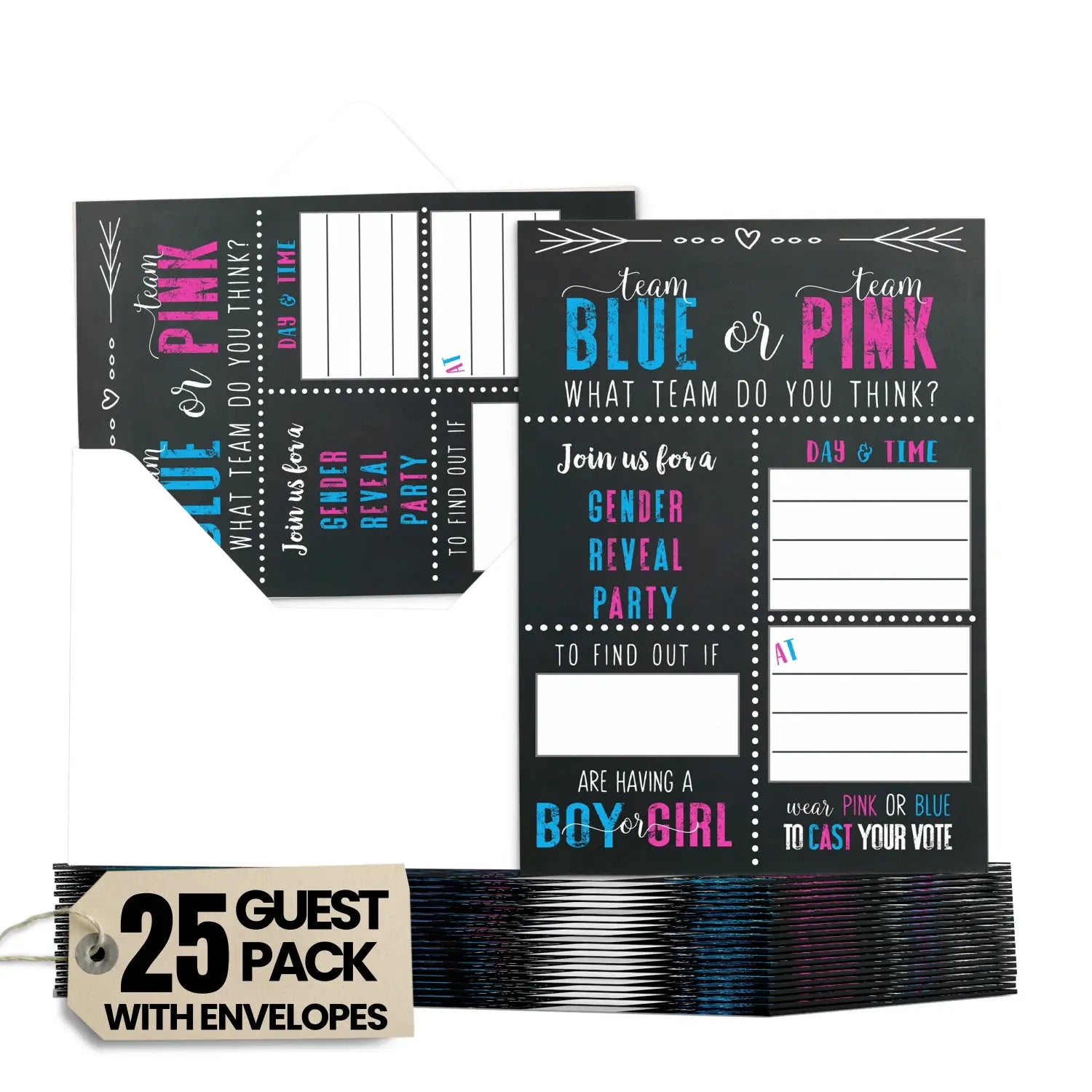 Gender reveal invitations with envelopes bee baby shower invites customize party details diy 5x7 card set 25 pack