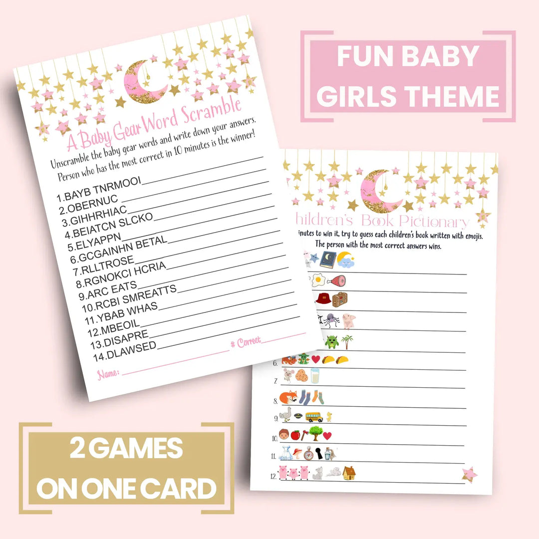 Twinkle Little Star Baby Shower Emoticon & Word Scramble Game Set, 5x7 Cards (25 ct)