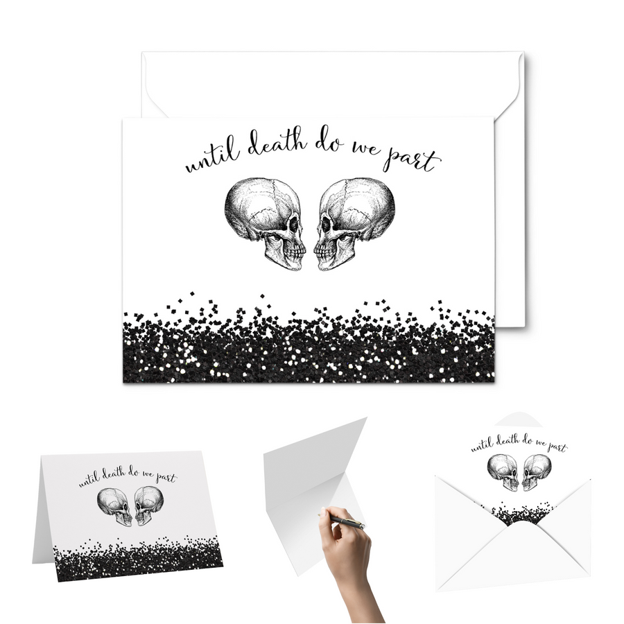 Chic Glam Skull Gothic Thank You Cards - 20-Pack, Black & White Design for Edgy Weddings & Events - Paper Clever Party