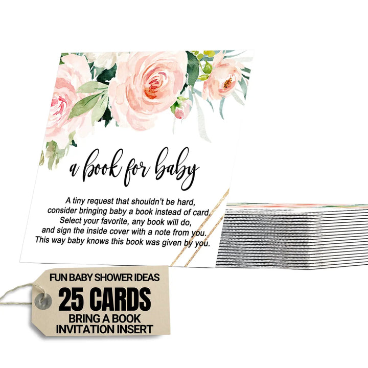 Graceful Floral Books for Baby Shower Request Cards