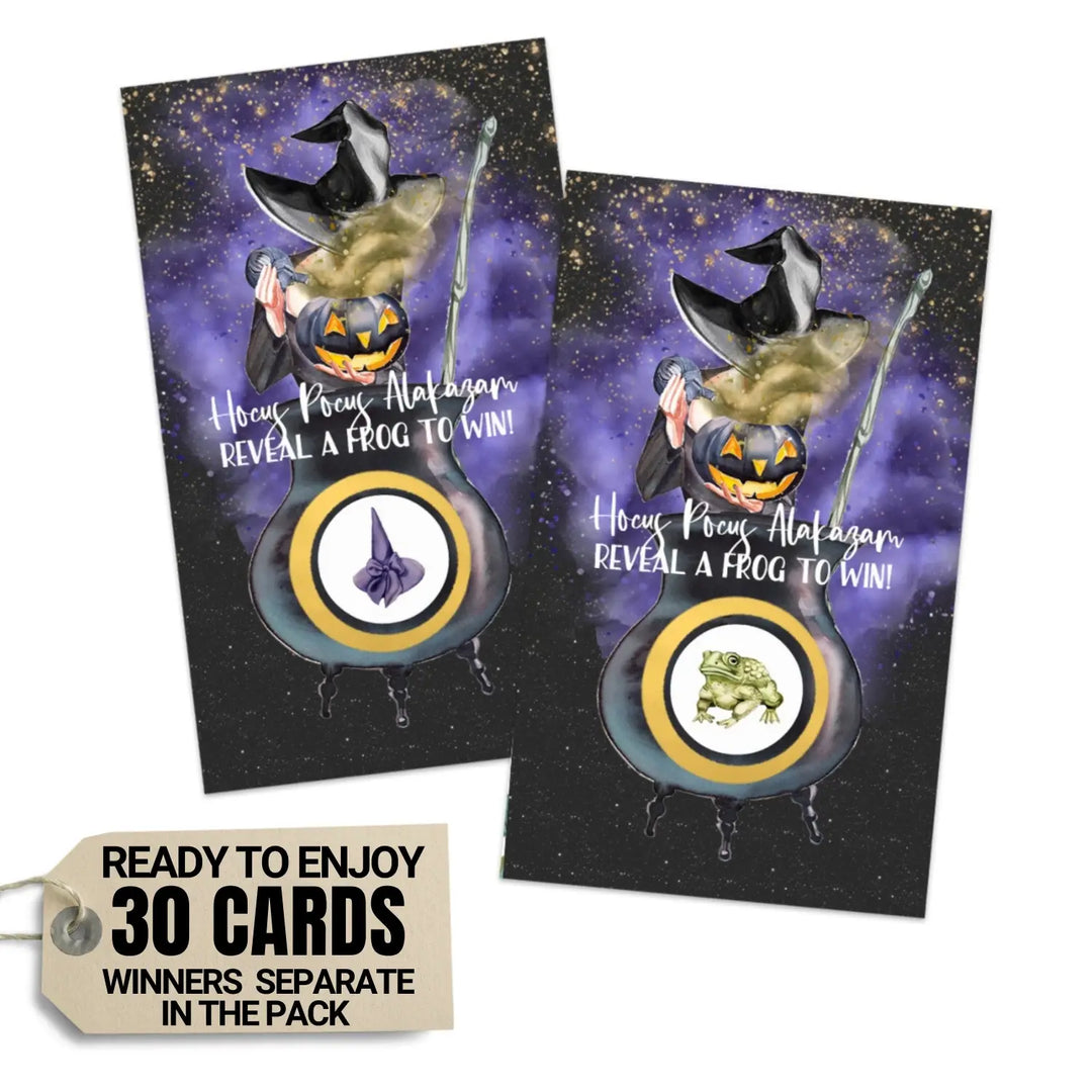 Halloween Cauldron Scratch Off Game Cards 30 Pack for Spooky Celebrations, Witchy Baby Showers, Haunted Weddings