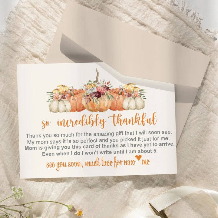 Rustic Pumpkin Baby Shower Thank You Cards – Prewritten Notes (Pack of 25)