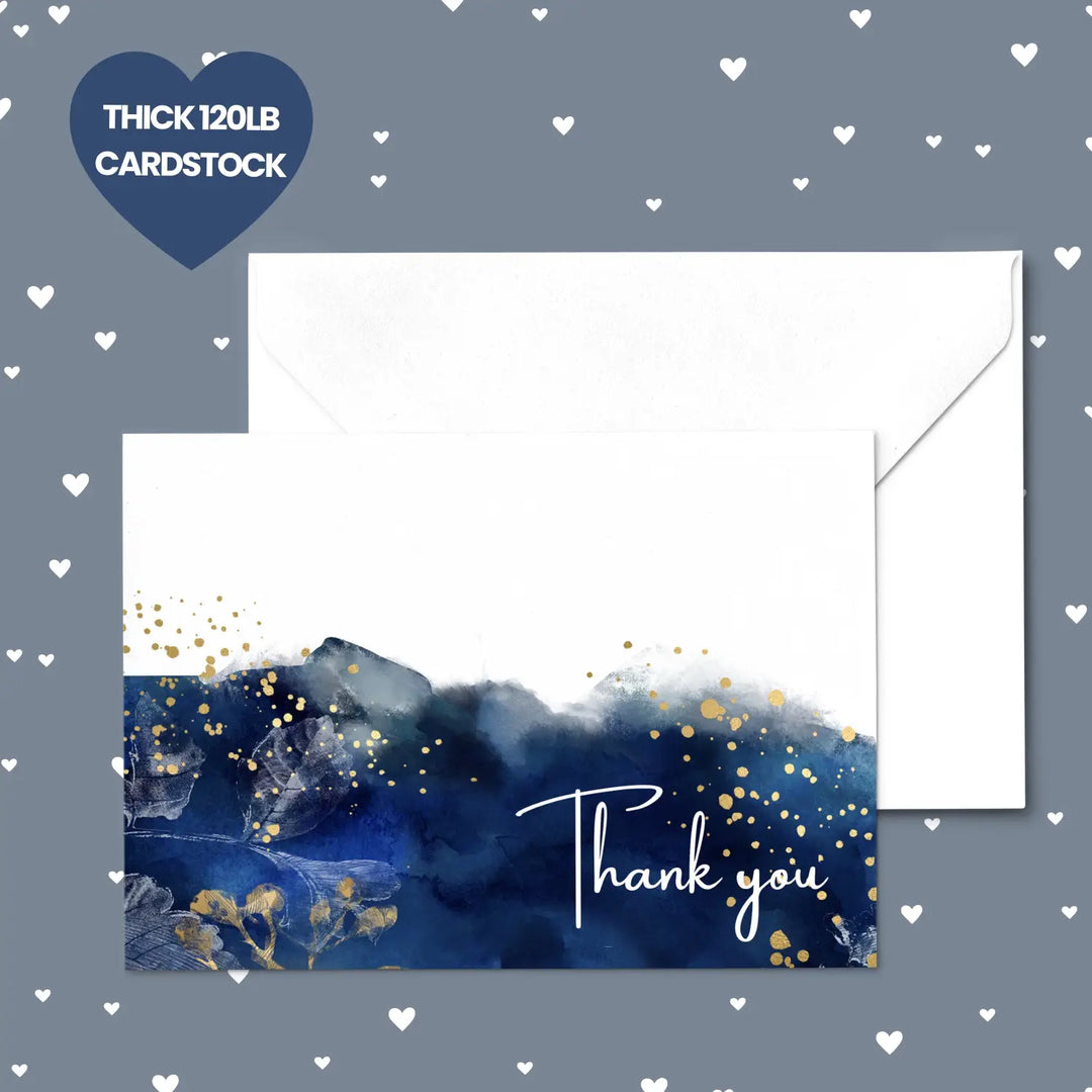 25-Pack Blue Watercolor Thank You Cards - Elegant Notecards for Weddings, Bridal Showers & Special Occasions with Envelopes