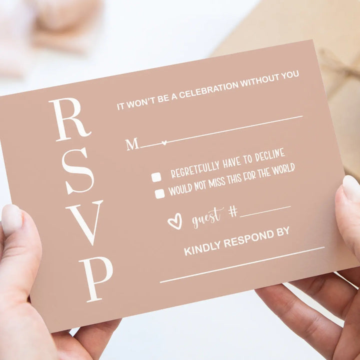 Canyon Rose RSVP Card 25 Pack - Minimalist Wedding Invitation Response Cards