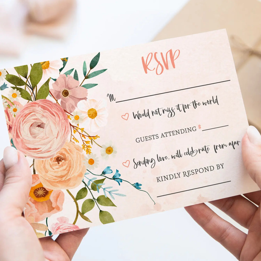 Boho Terracotta Wedding Invitation Response Cards with Envelopes Blank, Perfect All Occasion Insert