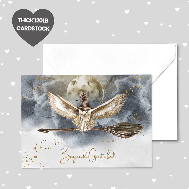 Magic owl thank you cards - enchanting 25-pack notecards set with envelopes for special events - office product