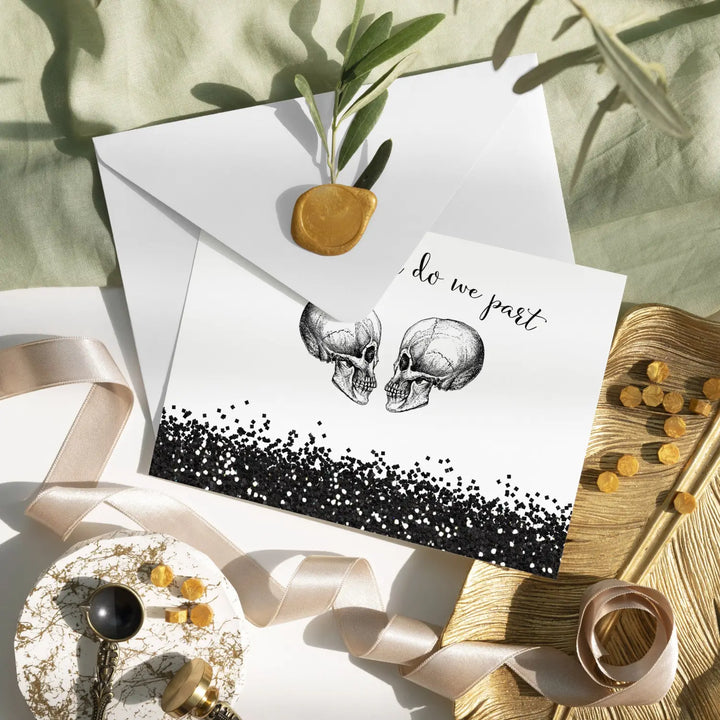 Chic Glam Skull Gothic Thank You Cards - 20-Pack, Black & White Design for Edgy Weddings & Events